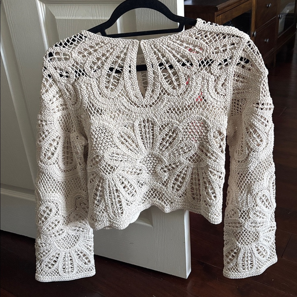 Sezane Olie Ivory Lace Blouse - Picture 2 of 5